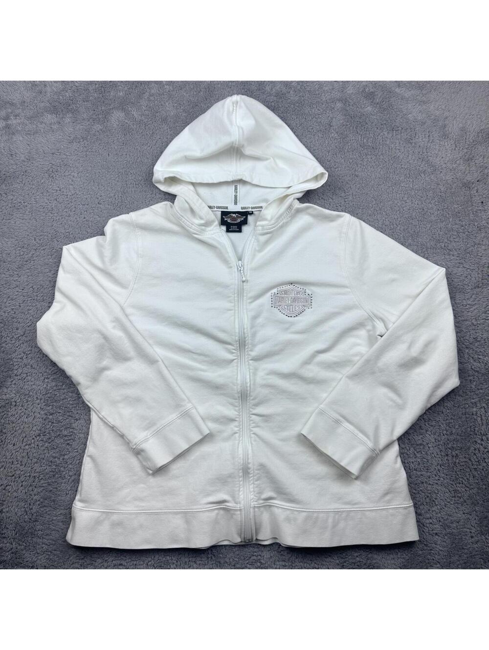Harley-Davidson White Zip-Up Hoodie Size 1W